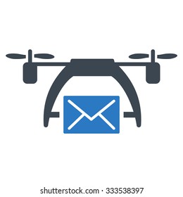 Drone Mail vector icon. Style is bicolor flat symbol, smooth blue colors, rounded angles, white background.