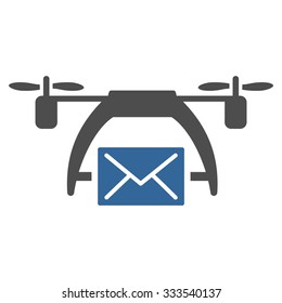 Drone Mail vector icon. Style is bicolor flat symbol, cobalt and gray colors, rounded angles, white background.