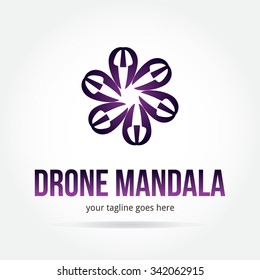 Drone mandala abstract vector logo design template paper creative office icon business company symbol concept