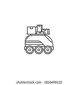 Drone with many packages line icon for online delivery application