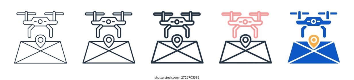 Drone Mapping diferentes iconos de estilo establecen la Ilustración vectorial.