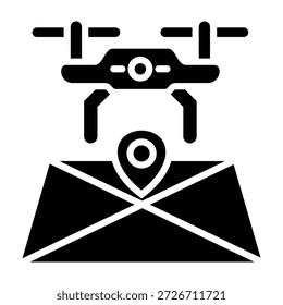 Ilustração de vetor de design de glifos de ícones de mapeamento de drones