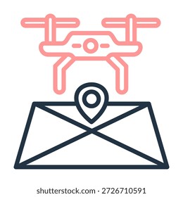 Icono de mapeo de drones Línea de diseño de color Ilustración vectorial