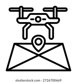 Ilustração de vetor de design de linha de ícone de mapeamento de drones