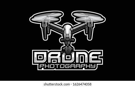 Drone mascot logo design isolated on black background