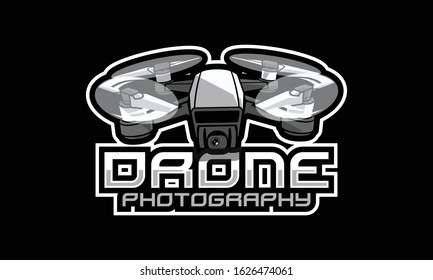 Drone mascot logo design isolated on black background