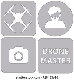  Drone Master Quadcopter Vector Template Logo. Brand design, icon.