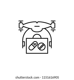 drone with medicines icon. Element of drones for mobile concept and web apps illustration. Thin line icon for website design and development, app development. Premium icon