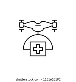 drone with medicines icon. Element of drones for mobile concept and web apps illustration. Thin line icon for website design and development, app development. Premium icon on white background