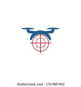 Drone modern logo inspiration, vector illustration Military aiming circle airplane symbol, Aircraft sign.