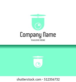 Drone moving camera lowercase monochrome flat logo design template