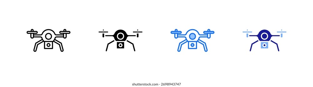 Drone Multiple Style Icon Set Vector