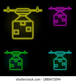 Drone neon color set icon. Simple thin line, outline vector of global logistics icons for ui and ux, website or mobile application