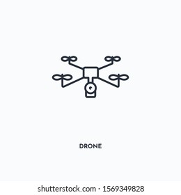 drone outline icon. Simple linear element illustration. Isolated line drone icon on white background. Thin stroke sign can be used for web, mobile and UI.