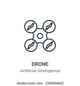 Drone outline vector icon. Thin line black drone icon, flat vector simple element illustration from editable artificial intelligence concept isolated on white background