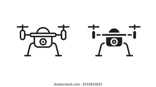 Drone outlined and solid icon vector collection.