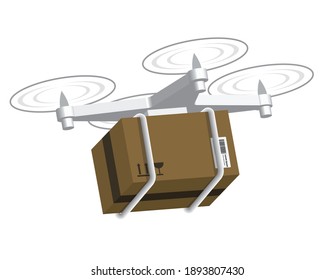 drone package delivery, parcel shipping, vector illustration 