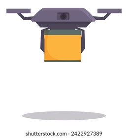 Vector de dibujos animados de iconos de entrega de paquetes de drones. Envío de carga. Logística del transporte