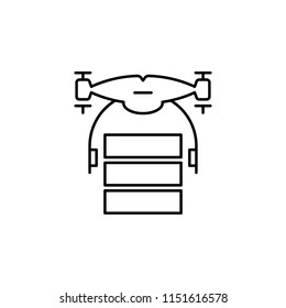 drone with parcel icon. Element of drones for mobile concept and web apps illustration. Thin line icon for website design and development, app development. Premium icon