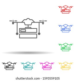 drone with parcel multi color style icon. Simple thin line, outline vector of drones icons for ui and ux, website or mobile application