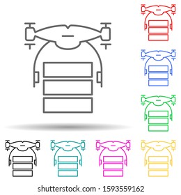 drone with parcel multi color style icon. Simple thin line, outline vector of drones icons for ui and ux, website or mobile application