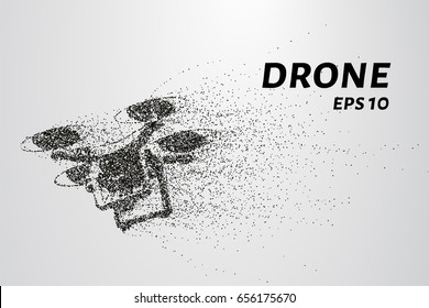 The drone of the particles. The drone consists of circles and points. Vector illustration