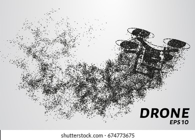 The drone of the particles. The drone consists of circles and points. Vector illustration