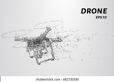 The drone of the particles. The drone consists of circles and points. Vector illustration.