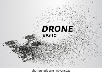 The drone of the particles. The quadcopter consists of circles and points. Vector illustration.