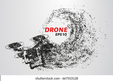 The drone of the particles. The quadcopter consists of circles and points. Vector illustration