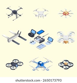Drone parts vector set detailed design