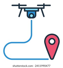 Drone Path Planning vector Quadcopter concept colored icon or sign