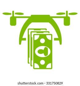 Drone Payment vector icon. Style is flat symbol, eco green color, rounded angles, white background.
