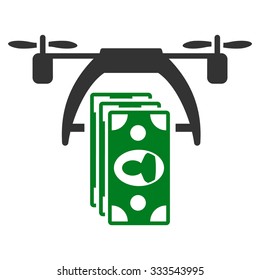 Drone Payment vector icon. Style is bicolor flat symbol, green and gray colors, rounded angles, white background.