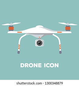 Drone with photo camera. Flat design. Vector illustration.