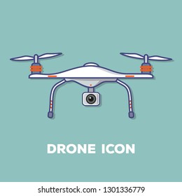 Drone with photo camera. Flat design. Vector illustration.