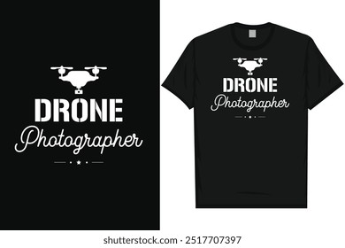 Projeto de camisa de tipografia de fotógrafo de drone