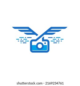 Plantilla vectorial de diseño de logotipo de fotografía de drones