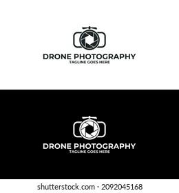 Drone photography logo isolated of flat style design