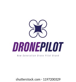 Drone Pilot Aerial Aircraft Device Commander Vector Logo 