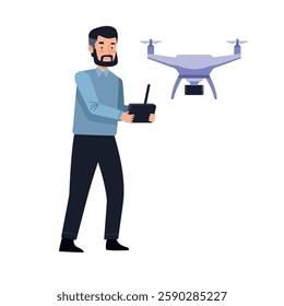 Drone pilot conducting inspection illustration