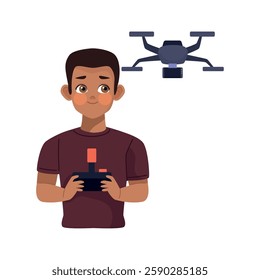 Drone pilot controlling flight illustration