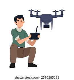 Drone pilot during outdoor training illustration