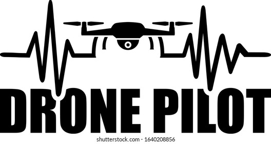 Drone pilot icon with heartbeat