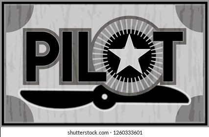 Drone pilot icon.
Monochrome illustrative text poster dedicated to a specific technical device.
