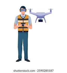 Drone pilot in safety gear illustration