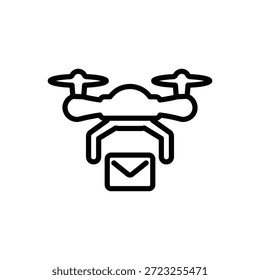 Icono de entrega de poste de drone, gráficos de Vector de línea