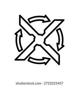 Icono de la hélice del abejón, gráficos del Vector de línea