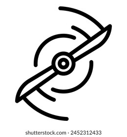 Icono de hélice de dron - Vector de contorno. Aéreas cámara. Aire del vehículo
