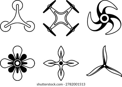 Drone and propeller icon set for quadcopter and multicopter design